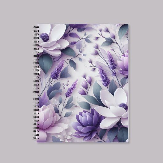 carnet de spirale à motif floral de bactéries viol