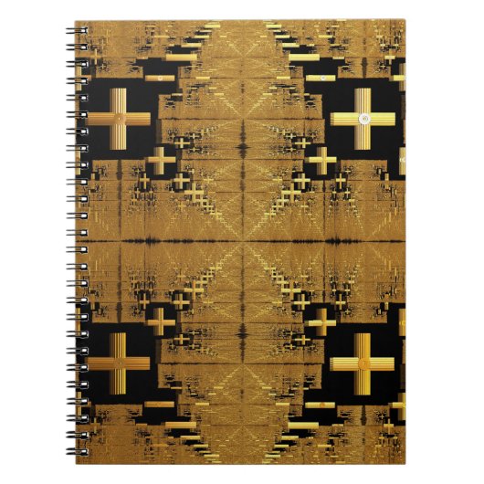 Carnet de spirale de croix fractées dorées (Devant)