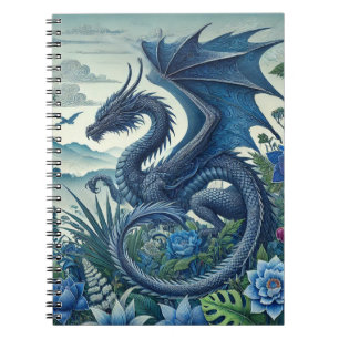 Carnet de spirale de Dragon Bleu Thème Imaginair