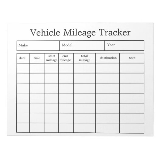 Carnet de suivi de kilométrage de véhicule (Devant)