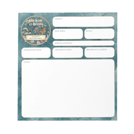 Carnet de suivi des semis du jardin de pollinisate (Devant)