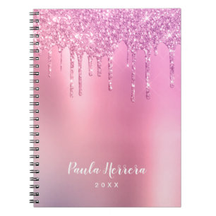 Carnet De superbes gouttes d'or rose rose et de parties s