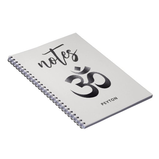 Carnet de symbole Om en métal texturé noir unique (Côté Droit)