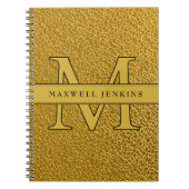 Carnet de texture or avec monogramme et nom (Devant)