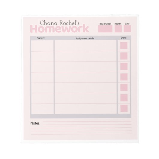 carnet de travail personnel personnalisé (Devant)