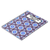 Carnet de tricot personnalisé - design bleu et vio (Côté gauche)