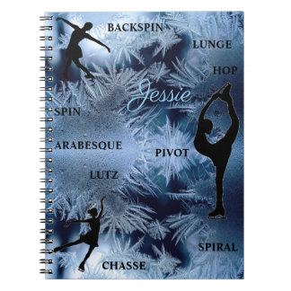Carnet de typographie de patinage figé avec nom