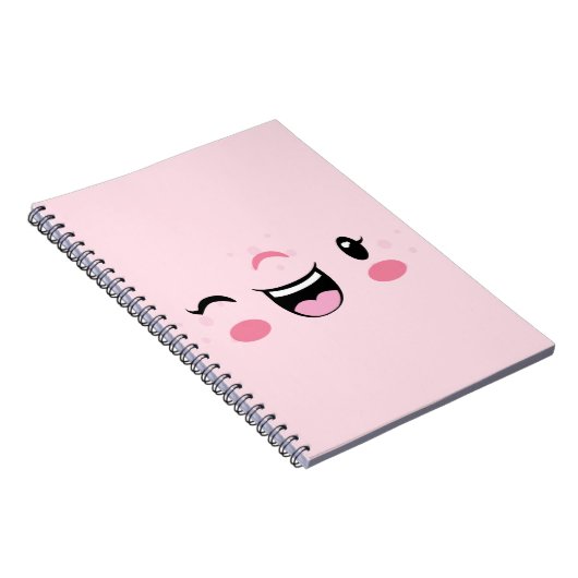Carnet de visage rose Kawaii Winking (Côté Droit)