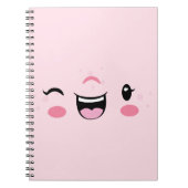 Carnet de visage rose Kawaii Winking (Devant)