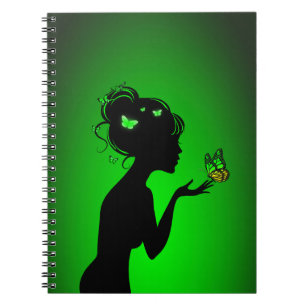 Carnet De vrouw groene vlinders Notitieboek