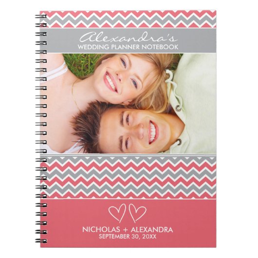 Carnet de wedding planner de motif de Chevron (Devant)