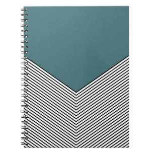 Carnet Décor de chevron noir et blanc et triangle bleu