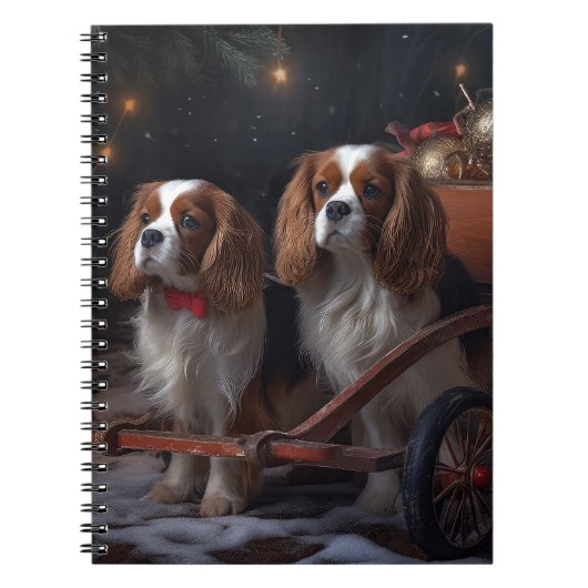 Carnet Décor de Noël Cavalier King Chariot à neige (Devant)