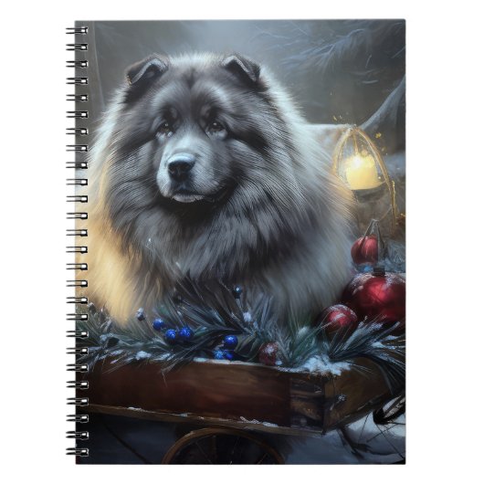 Carnet Décor de Noël Keeshond Snowy Sleigh (Devant)