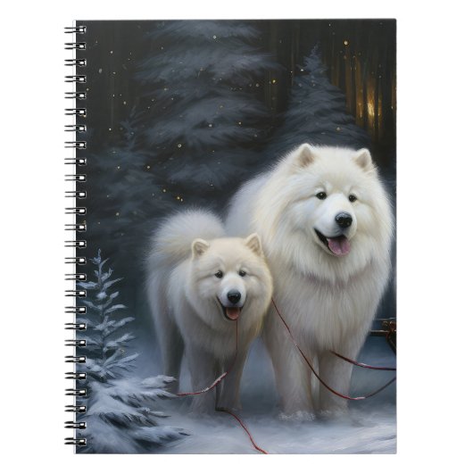 Carnet Décor de Noël Samoyed Snowy Sleigh (Devant)