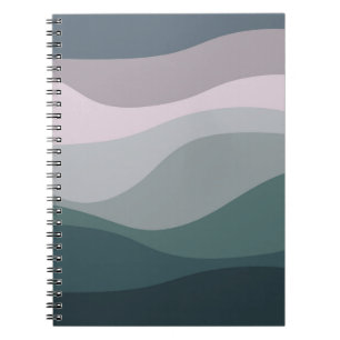 Carnet Décor de vagues de style rétro violet et turquoise