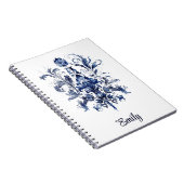 Carnet Décor Delft bleu et blanc avec fleurs (Côté Droit)