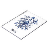 Carnet Décor Delft bleu et blanc avec fleurs (Côté gauche)