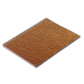 Carnet Décor occidental cowboy floral, cuir marron foncé. (Côté gauche)