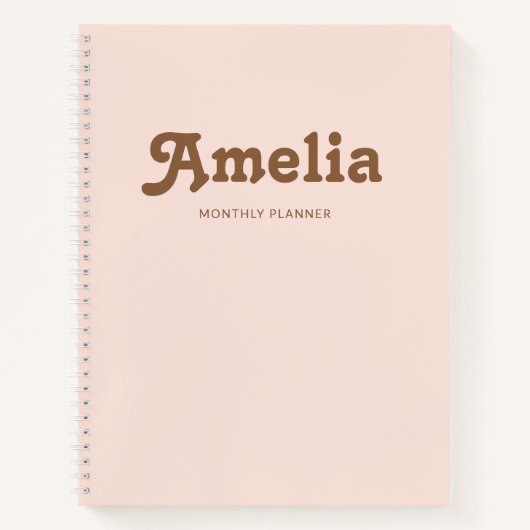 Carnet Décor Rétro Simple Rose Orange (Devant)