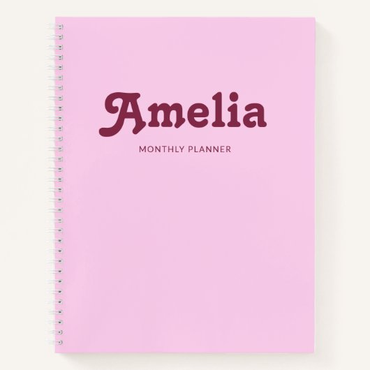 Carnet Décor Rétro Simple Rose Orange (Devant)