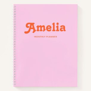 Carnet Décor Rétro Simple Rose Orange