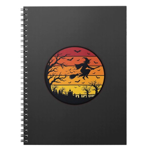 Carnet Décoration de cercle rétro silhouette de sorcière  (Devant)