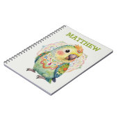 Carnet Decorative Folk‑Art Parrot Illustration  (Côté gauche)