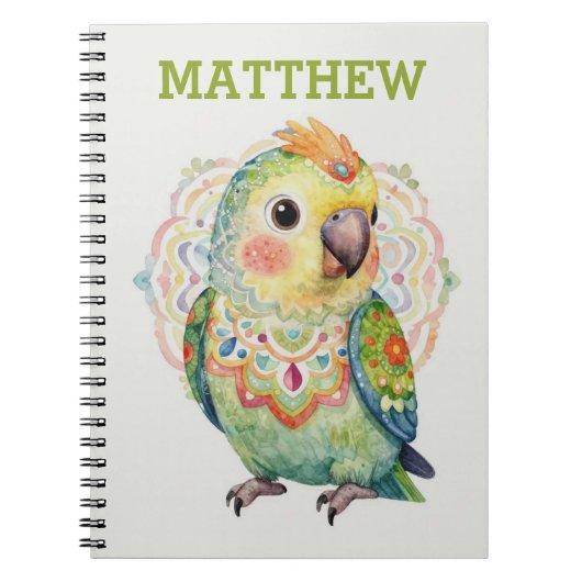 Carnet Decorative Folk‑Art Parrot Illustration  (Devant)