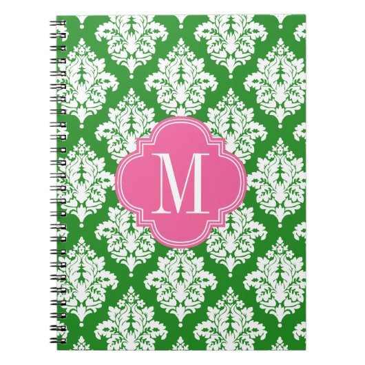 Carnet Décoré d'un monogramme fait sur commande vert et (Devant)