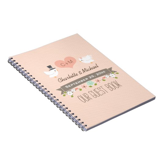 Carnet Décoré d'un monogramme rougissent les inséparables (Côté Droit)