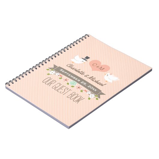 Carnet Décoré d'un monogramme rougissent les inséparables (Côté gauche)