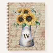 Carnet Découpage de lettre vintage tournesol rustique mon (Devant)