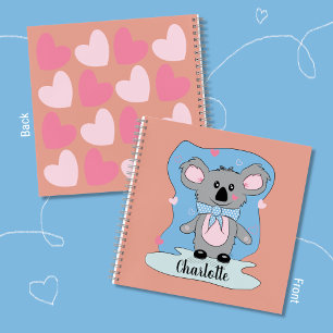 Carnet d'écriture pour enfants Koala et Hearts