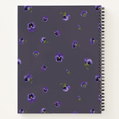 Carnet Deep Plum Gray Purple Pansy Floral Pattern (Dos)