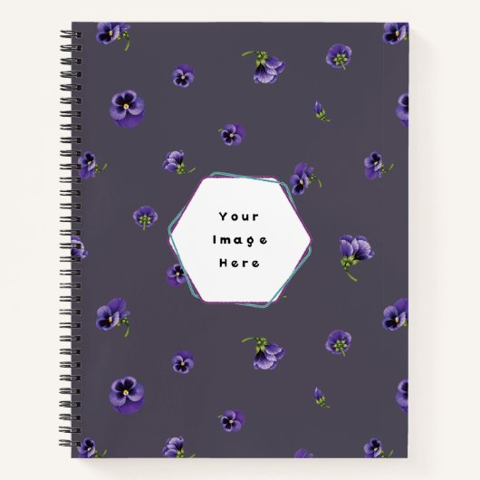 Carnet Deep Plum Gray Purple Pansy Floral Pattern (Devant)