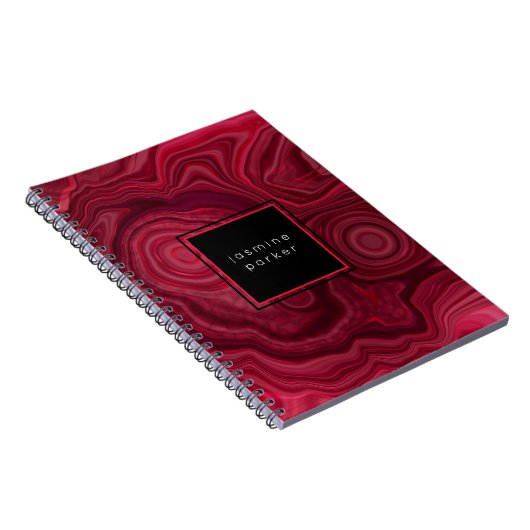 Carnet Deep Rose Abstract Agate Marbled Pattern with Name (Côté Droit)