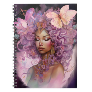 Carnet Déesse noire Art Imaginaire rose violet
