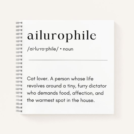 Carnet Définition d'ailurophile - Amateur de chats (Devant)