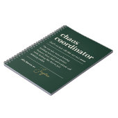Carnet Définition de coordinateur de chaos drôle vert fon (Côté gauche)