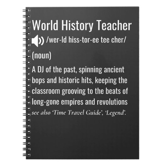Carnet Définition de l'enseignant d'histoire mondiale (Devant)