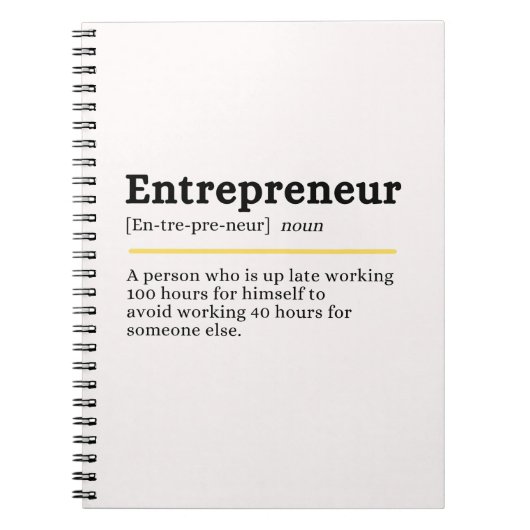 Carnet Définition du nom d'entrepreneur Motivation Entrep (Devant)