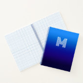 Carnet Dégradé de bleu ciel à bleu minuit avec monogramme (Intérieur)