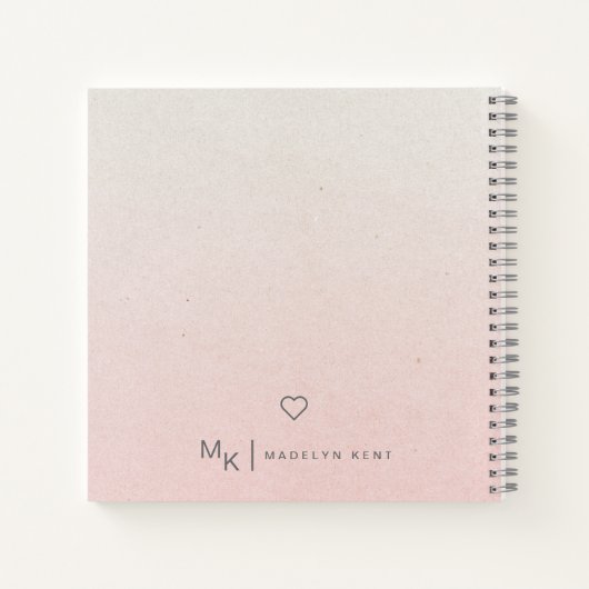 Carnet Dégradé de script délicat rose Personnalisé (Dos)