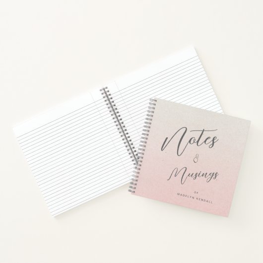 Carnet Dégradé de script délicat rose Personnalisé (Intérieur)