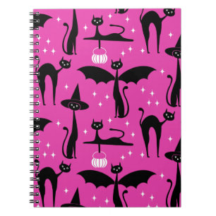 Carnet Déguisement d'Halloween MCM Minimaliste Chats Rose