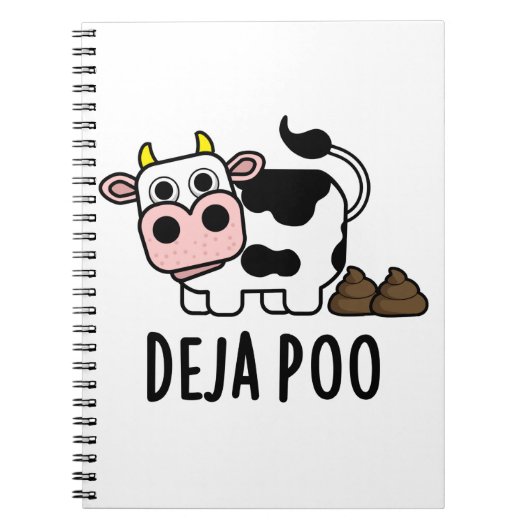 Carnet Deja Poo Vache Drôle Caca Pun (Devant)