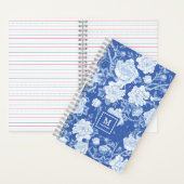 Carnet Delft Blue White Chinoiserie Bird Peonies Monogram (À l'intérieur)