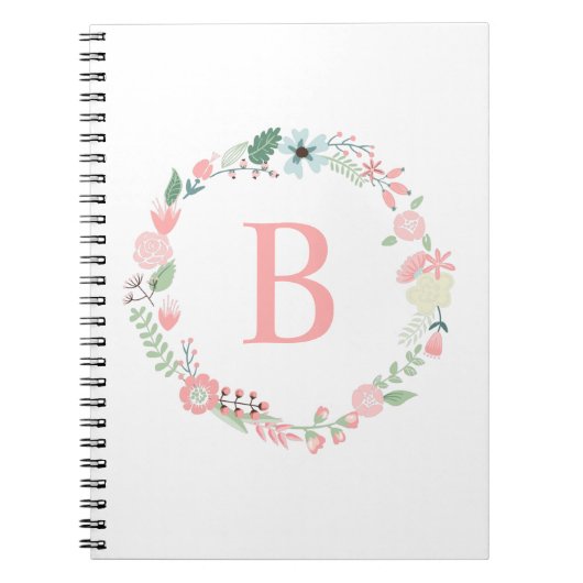Carnet Délicat couronne florale monogramme (Devant)