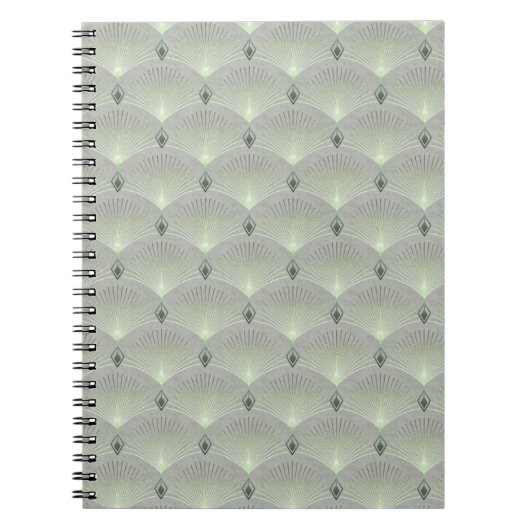 Carnet Délicat vert et gris, art déco. (Devant)